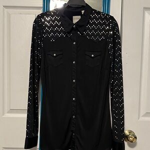 Black Studded Long Sleeve Shirt
